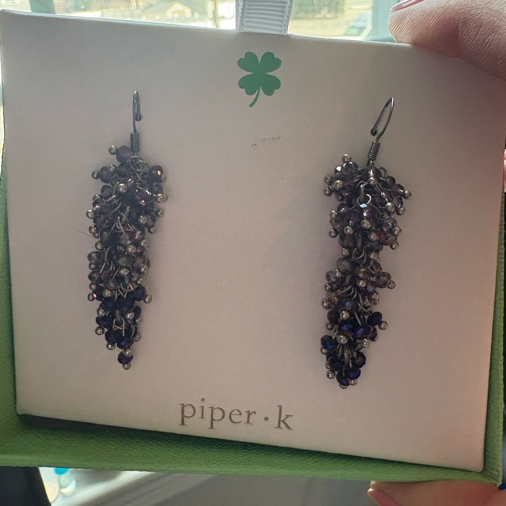 Piper Purple and Blue Cluster Earrings